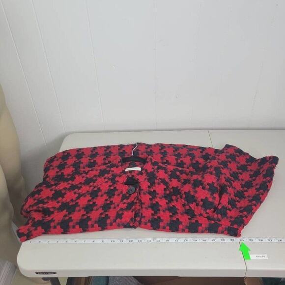 Coldwater Creek Womens Large Red & Black Houndstooth Lightweight Jacket Shacket - Picture 12 of 16